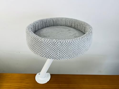 trmqnaf Schreibtisch-Katzenbett, hängend, Schreibtisch, Büro-Klettergerüst, Schreibtisch (graues Bett mit weißem Ständer) von trmqnaf