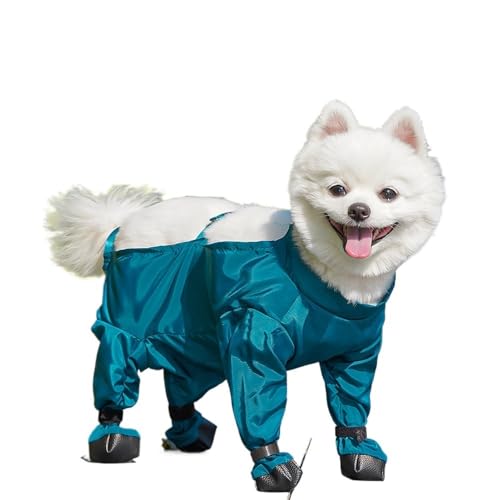 trmqnaf Staubdichte Hose für Haustiere, schmutzabweisende Kleidung für Spaziergänge mit dem Hund, Regenmäntel für Bichon Frisé-Welpen (M(5-7)) von trmqnaf