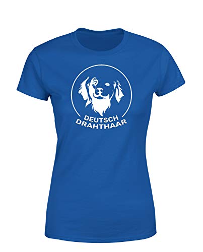 Deutsch Drahthaar Damen T-Shirt Hundeshirt Spruchshirt Motivshirt für Hundebesitzer, Blau, Größe: Large von tshirtladen