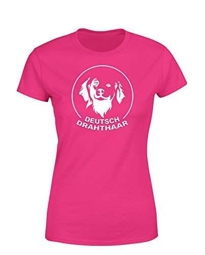 Deutsch Drahthaar Damen T-Shirt Hundeshirt Spruchshirt Motivshirt für Hundebesitzer, Pink, Größe: Medium von tshirtladen
