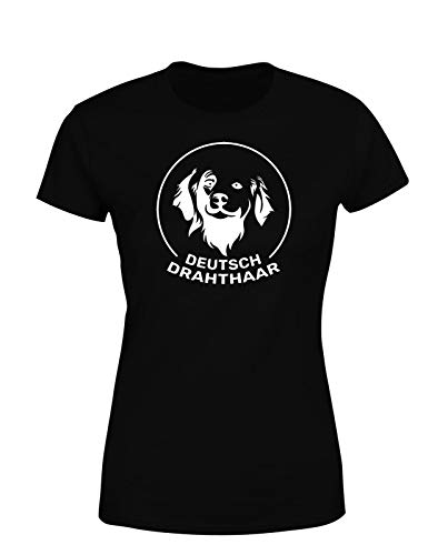 Deutsch Drahthaar Damen T-Shirt Hundeshirt Spruchshirt Motivshirt für Hundebesitzer, Schwarz, Größe: Medium von tshirtladen