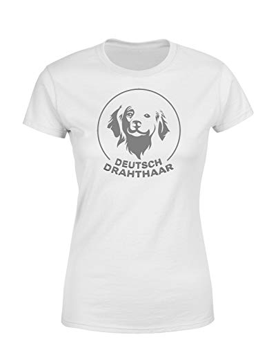 Deutsch Drahthaar Damen T-Shirt Hundeshirt Spruchshirt Motivshirt für Hundebesitzer, Weiß, Größe: Large von tshirtladen