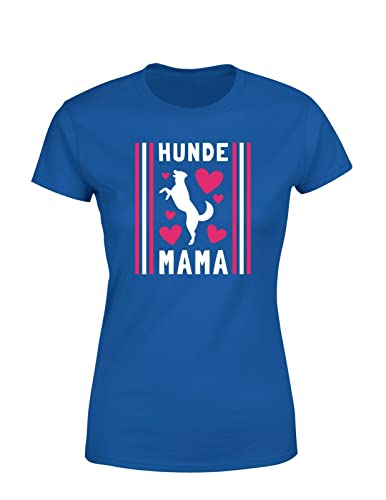 Frauchen & Herrchen mit Hund Hundemama Hundebesitzer Damen T-Shirt, Farbe: Blau, Größe: Large von tshirtladen