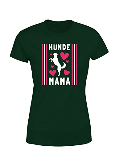 Frauchen & Herrchen mit Hund Hundemama Hundebesitzer Damen T-Shirt, Farbe: Dunkelgrün, Größe: Large von tshirtladen
