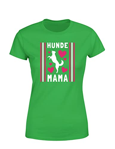 Frauchen & Herrchen mit Hund Hundemama Hundebesitzer Damen T-Shirt, Farbe: Grün, Größe: Large von tshirtladen