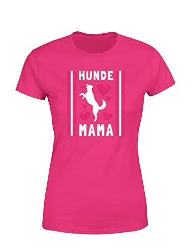 Frauchen & Herrchen mit Hund Hundemama Hundebesitzer Damen T-Shirt, Farbe: Pink, Größe: Large von tshirtladen