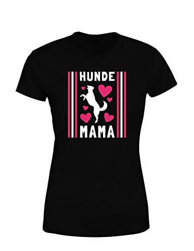 Frauchen & Herrchen mit Hund Hundemama Hundebesitzer Damen T-Shirt, Farbe: Schwarz, Größe: Large von tshirtladen