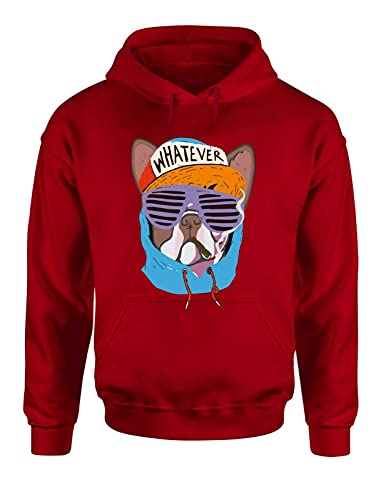 French Bulldog Whatever Sweater für Hundehalter Spruchshirt für Bulldoggen Fans Hoodie Unisex, Farbe: Rot, Größe: Medium von tshirtladen