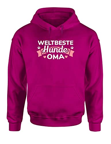 Weltbeste Hunde Oma Hoodie Unisex Hundehalter Spruchsweater für Hundehalter, Farbe: Pink, Größe: Large von tshirtladen