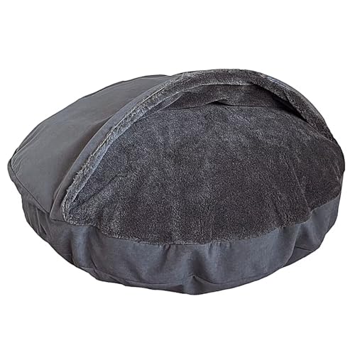 two vizslas Flauschiges Hundebett Grosse Hunde XL | 115cm Hundekissen für Große Tiere, Plüsch Waschbar Hundebett Mittelgroße Hunde | Hundekorb Hundehöhle Wolke | Dog Bed (Dunkelgrau) von two vizslas