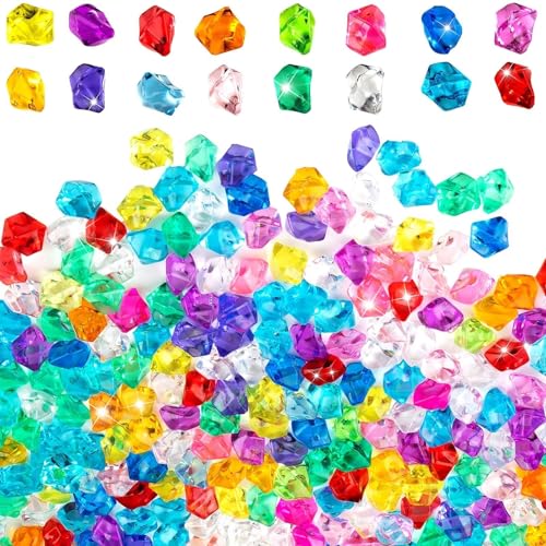 txuzong Kristalle Steine 1000 Stück – Bunte Diamant-Edelsteine aus Kunststoff für Kinder, Glitzer Dekosteine in 12 Farben für Hochzeitsdeko, Partydeko, Geburtstag, Bühnenbild, Schmuckbasteln von txuzong