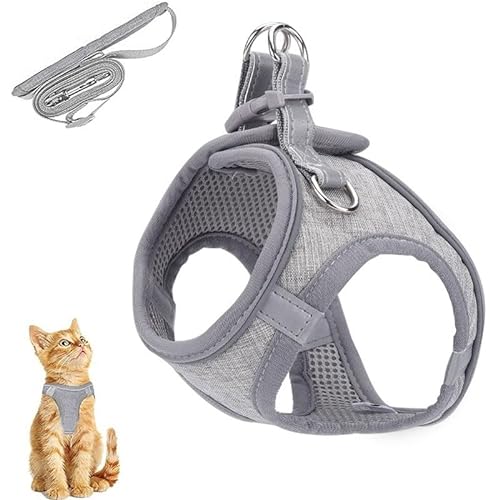 Ausbruchsicheres Katzengeschirr Und Leine-Set for Spaziergänge, Jacke, Katzenweste, Geschirre for Kleine Tiere, Kaninchen/Mäuse/Katzen, Jungen, Superweich (Color : Gray, Size : XS) von tylxayoxa