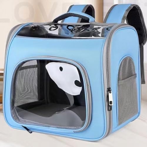 Ausziehbarer Rucksack for Katzen Und Hunde Mit Visier Und Stauraum/Reisetasche Mit Panoramablick + Haustierverlängerung/Große Tragetasche for Vögel, Kaninchen, Haustiere (Color : Blue, Size : 41 von tylxayoxa