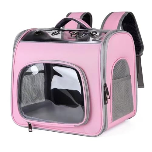 Ausziehbarer Rucksack for Katzen Und Hunde Mit Visier Und Stauraum/Reisetasche Mit Panoramablick + Haustierverlängerung/Große Tragetasche for Vögel, Kaninchen, Haustiere (Color : Pink, Size : 41 von tylxayoxa