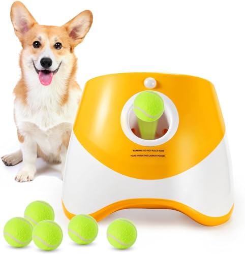 Automatischer Hundeballwerfer Mit 6 Tennisbällen, Interaktives Hundespielzeug for Haustiere, 3 Bereichsmodi, Wurfspiel, Hundeballwerfer for Den Innen- Und Außenbereich (Color : D) von tylxayoxa