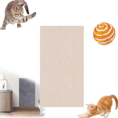 DIY Schneidbare Katzenkratzmatte, Katzenkratzer, Möbelschutz, Selbstklebend, for Kratzbaum, Wand, Sofa, Langlebige Teppichunterlage, Verschleißfest (Color : Beige, Size : 12 * 40in) von tylxayoxa