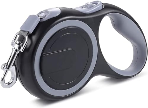 Einziehbare Hundeleine, EIN-Knopf-Bremse Und -Verriegelung, 360°-Hundeleine Ohne Kabelsalat, 5 M Lange Hundeleine for Hunde Bis Zu 50 Kg (Color : Gray, Size : 3 M) von tylxayoxa