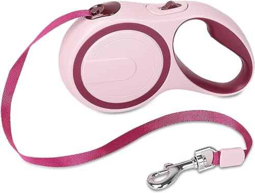 Einziehbare Hundeleine, EIN-Knopf-Bremse Und -Verriegelung, 360°-Hundeleine Ohne Kabelsalat, 5 M Lange Hundeleine for Hunde Bis Zu 50 Kg (Color : Pink, Size : 3 M) von tylxayoxa