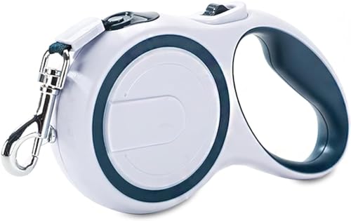 Einziehbare Hundeleine, EIN-Knopf-Bremse Und -Verriegelung, 360°-Hundeleine Ohne Kabelsalat, 5 M Lange Hundeleine for Hunde Bis Zu 50 Kg (Color : White, Size : 3 M) von tylxayoxa