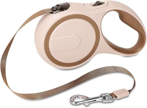 Einziehbare Hundeleine, EIN-Knopf-Bremse Und -Verriegelung, Um 360° Verwicklungsfreie, Ausziehbare Hundeleine Mit Hochdichtem, Geflochtenem Nylonband (Color : Brown, Size : 3 M) von tylxayoxa