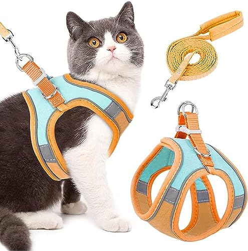 Geschirr und Leine für Katzen zum Gehen, Anti-Ausweichweste verstellbar für Kätzchen mit reflektierenden Streifen, leichtes Geschirr für Katzen, Welpen, kleine Haustiere, Reisen, Wandern (Color : C, von tylxayoxa