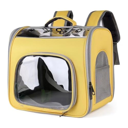 Großer Katzenrucksack, Transparenter Haustierrucksack, Tragbare Belüftete Tasche for Kleine Hunde, Transparenter Haustierrucksack, Atmungsaktives Kapseldesign (Color : Yellow, Size : 41 * 30 * 35) von tylxayoxa