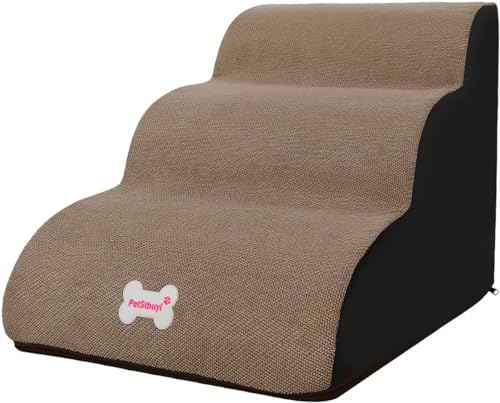 Haustiertreppe, 3-Stufen-Hundetreppe, Abnehmbare Und Waschbare Hundetreppe Mit Geneigten Stufen Und Rutschfester Unterseite, Weiche Und Bequeme Hunderampe (Color : B, Size : 3 Steps) von tylxayoxa