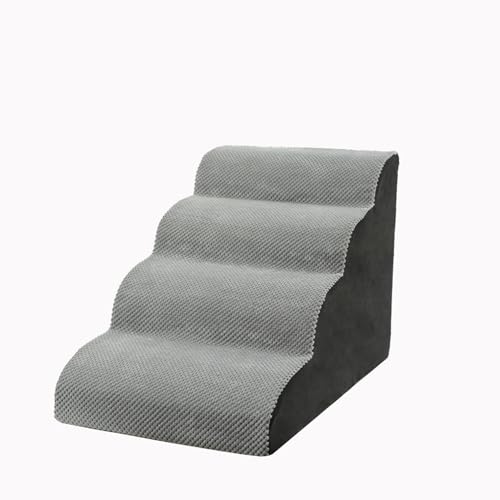 Haustiertreppe, Hundetreppe for Bett, Sofa, 3 Stufen, Hundetreppe Mit Abnehmbarem, Waschbarem Bezug, rutschfeste Hunderampe, Haustierleiter for Hunde Und Katzen (Color : Gray, Size : 4 Steps) von tylxayoxa