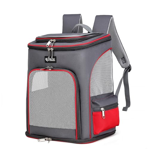 Hunderucksack Katzenrucksack, Haustier Rucksack Für Kleine Hunde Welpen Bis 10kg Katzenbis 10kg, Atmungsaktive Und Faltbar Transportbox Mit Fenster Und Innerer Sicherheitsleine Wandern (Color : Gray+ von tylxayoxa