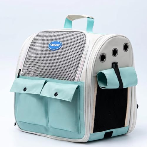 Pet Cat Carrie Großer Tragbarer Rucksack for Katzen, Welpen, Hunde Bis Zu 6 Kg – Atmungsaktiver Kapsel-Reiserucksack Mit Belüftetem Netz, Seitlichem Zugang, Öffnung Oben, Faltbar, Von (Color : Green von tylxayoxa