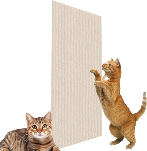 Selbstklebend Kratzteppich Katze Wand,Kratzmatte Katze,Kratzbrett Katzen,Katzen Kratzwand,Katzenkratzbretter (Color : Beige, Size : 30 * 100 cm) von tylxayoxa