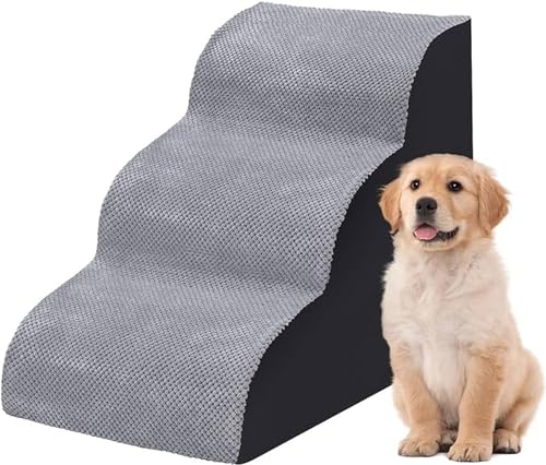 Wasserdicht Haustiertreppe, Abnehmbar Hundetreppe Für Sofa Bett, Tragbar Katzentreppe Mit Waschbar Bezug, Haustierleiter Für Hunde Und Katzen (Color : Gray, Size : 3 Steps) von tylxayoxa