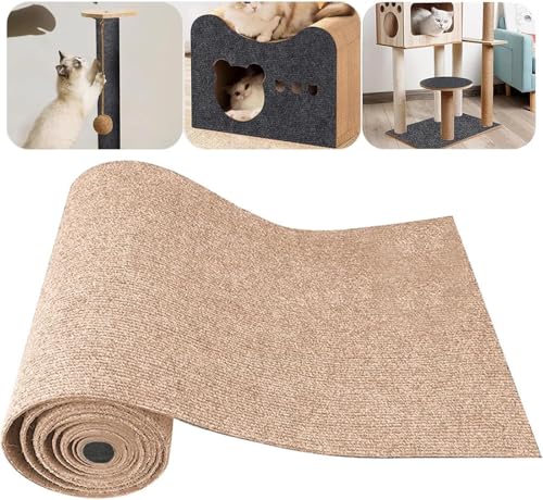 tylxayoxa Selbstklebende Katzenkratzmatte, Kratzmatte Selbstklebend Zuschneidbar, Kratzbretter Katzenwand, Katzenkratzbretter, Kratzschutz Sofa Katze(Khaki) von tylxayoxa