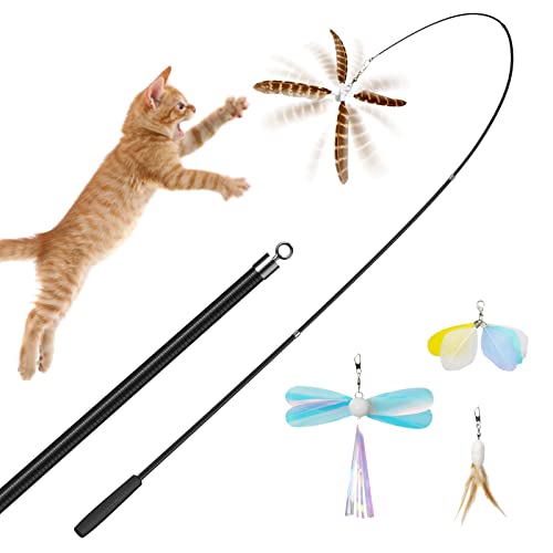 uahpet katzenspielzeug Versenkbare Interaktive Katzenangel 150cm Sicherer Jagdabstand mit 4 Natürliche Federn Katzen Zubehör,Unterschiedliche Sinneserfahrungen Regen die Jagdlust der Katze an. uahpet katzenspielzeug Versenkbare Interaktive Katzenangel 150cm Sicherer Jagdabstand mit 4 Natürliche Federn Katzen Zubehör,Unterschiedliche Sinneserfahrungen Regen die Jagdlust der Katze an. von uahpet