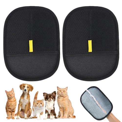 ueslwser 2 Stück Fellmagnet Handschuh, Tierhaarentferner Handschuh, Doppelseitige Fellhandschuhe, Pet Grooming Gloves Für Hunde & Katzen von ueslwser