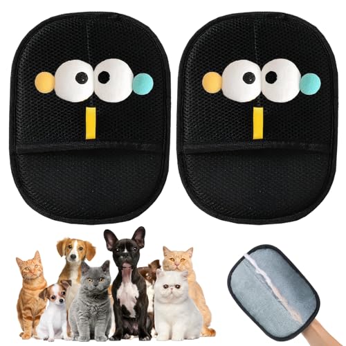 ueslwser 2 Stück Fellmagnet Handschuh, Tierhaarentferner Handschuh, Doppelseitige Fellhandschuhe, Pet Grooming Gloves Für Hunde & Katzen von ueslwser