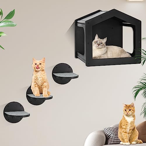 Katzenwandmöbel, Katzenregale und Sitzstangen für Wand, Katzenhaus Fit Katze bis zu 11,3 kg, 1 Katzenhaus-Haus und 3 große Katzentreppen mit Kratzpad, Katzenkletterregal für Innenbereich, Katzenregale Katzenwandmöbel, Katzenregale und Sitzstangen für Wand, Katzenhaus Fit Katze bis zu 11,3 kg, 1 Katzenhaus-Haus und 3 große Katzentreppen mit Kratzpad, Katzenkletterregal für Innenbereich, Katzenregale von ugiftt