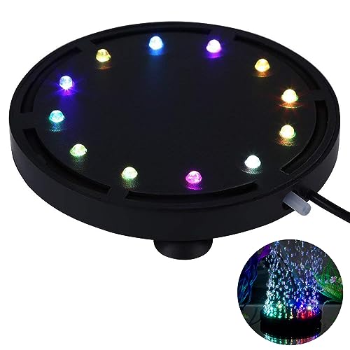 uksunvi Aquarium Bubble Light 12 Multicolor RGB LED Aquarium Aquarium Luft Stein Lichtpumpe Luftblase Stein Lampe,für Hydroponik Aquarium Pumpe von uksunvi