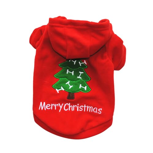 Flimikun Hundemantel, Motiv: Frohe Weihnachten, Baum und Schneeflocke, Kapuzenpullover, Kostüm von ulafbwur