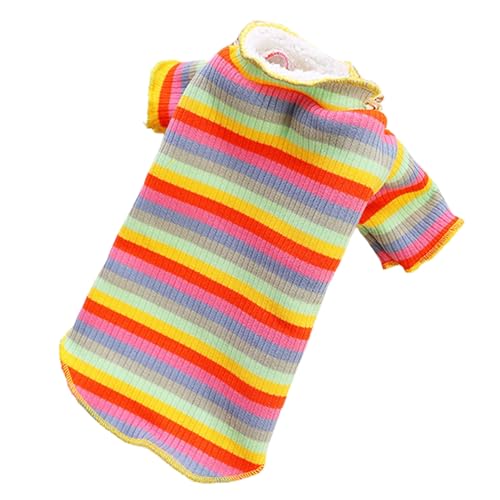 Pet Apparel Pullover mit Regenbogenstreifen, Plüschfutter, Wollgarn, weiche Textur, zweibeiniger Haustiermantel für Herbst und Winter Pet Apparel Pullover mit Regenbogenstreifen, Plüschfutter, Wollgarn, weiche Textur, zweibeiniger Haustiermantel für Herbst und Winter von ulafbwur