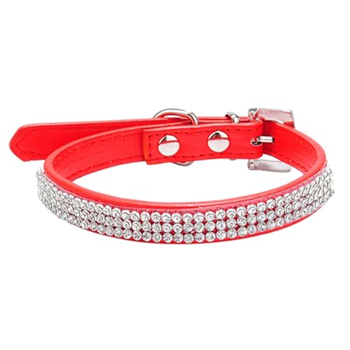 ulafbwur Haustierhalsband, solides Sicherheitshalsband, stabil, tragbar, einfarbiges Netz, Rot, Größe M von ulafbwur
