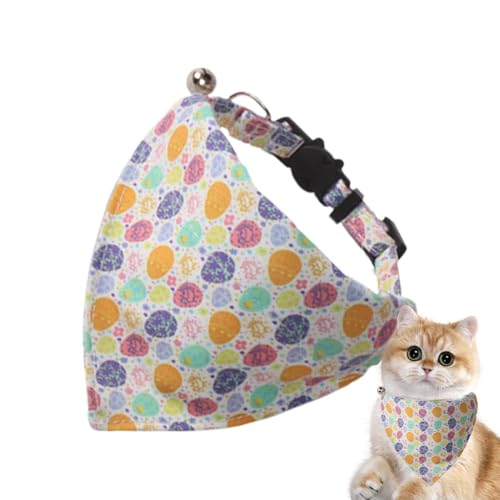 Dreieckstuch für Katzen, dreieckige Lätzchen für Haustiere – Dreiecks-Lätzchen, Katzen-Motiv, Hasenei-Druck, verstellbares Lätzchen für Haustiere von ulapithi