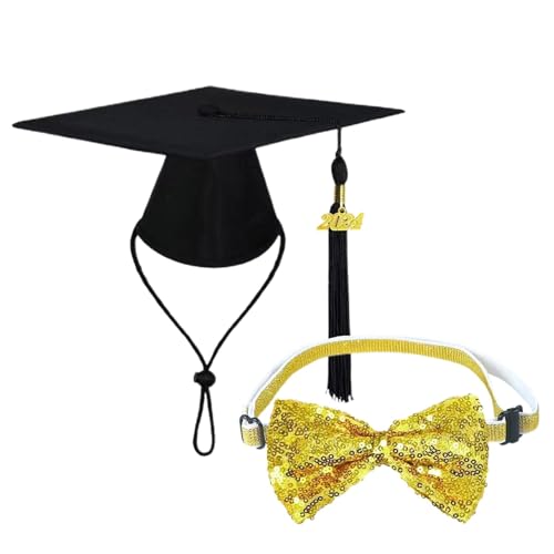 Hut und Kleid zum Schulabschluss für Hunde, Hut und Kleid für Hunde | Set mit verstellbaren dekorativen Hüten mit Fliege | Multifunktionales Outfit von ulapithi