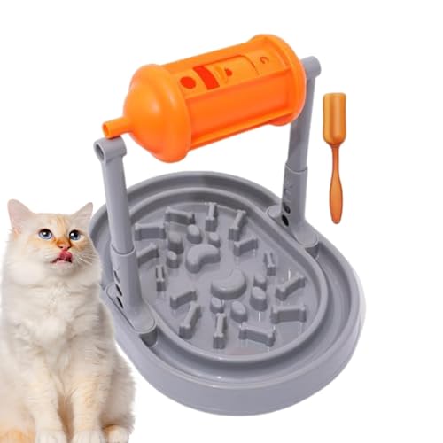 Puzzle-Futterstation für Katzen, einstellbarer langsamer Futterspender für Tiere – interaktives Puzzle-Spielzeug – multifunktionaler Futterspender mit Rollen für Haustiere von ulapithi