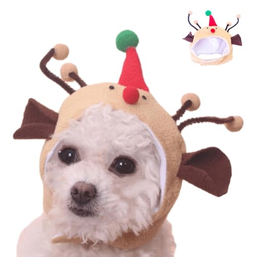 Weihnachts-Haustiermütze | Katzen Weihnachtskostüm | Atmungsaktives und weiches Weihnachts-Hundemützenkostüm für kleine bis mittelgroße Haustiere, Hunde und Katzen von ulapithi