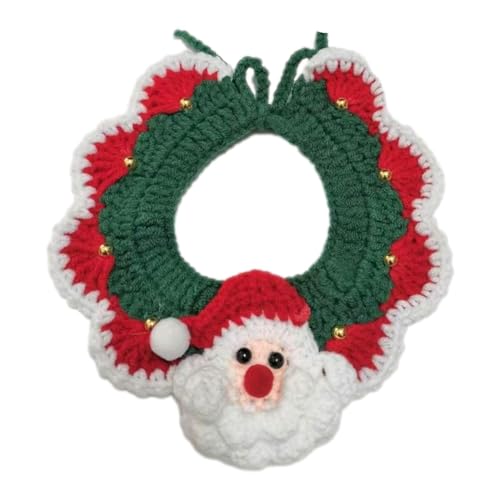 ulapithi Gestrickte Lätzchen-Haustierhalsbänder - Weihnachts-Hundehalsband-Schal - Weihnachtlich gestrickter Kragenschal mit Glockenanhänger für Katzen, Hunde, mittelgroße Haustiere von ulapithi