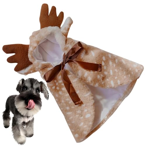 Katzen-Weihnachtsumhang, Katze Cape Umhang Elch Cosplay Kostüm, Weiches Haustier-Rentier-Cosplay-Halloween-Weihnachts-Elch-Kostüm für kleine mittelgroße Kätzchenhunde von ulapithi