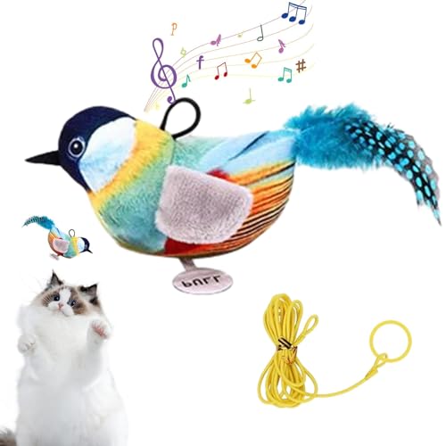 ulapithi Simulationsvogel-Katzenspielzeug, interaktives Katzenspielzeug,Vogelsimulation Baumelndes Spielzeug - Weiches Haustier-Vogel-interaktives Katzenspielzeug-Plüschspielzeug für kleine von ulapithi