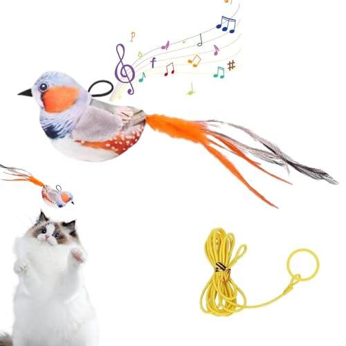 ulapithi Simulationsvogel-Katzenspielzeug, interaktives Katzenspielzeug,Vogelsimulation Baumelndes Spielzeug - Weiches Haustier-Vogel-interaktives Katzenspielzeug-Plüschspielzeug für kleine von ulapithi