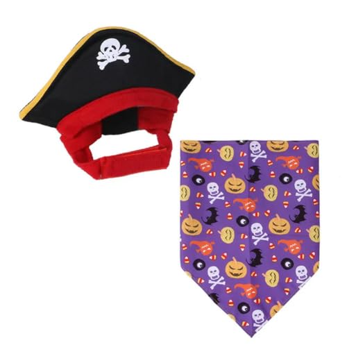 Halloween Haustier Kostüme Kleidung Piratenhut Augenklappe Halloween Party Urlaub Dress Up Für Katze Welpen Kleine Hund Haustier Zubehör von umass